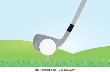 Golf stick and ball. vector illustration