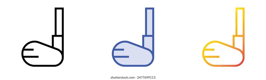 golf stick icon. Linear, Blue Fill and Gradient Style Design Isolated On White Background