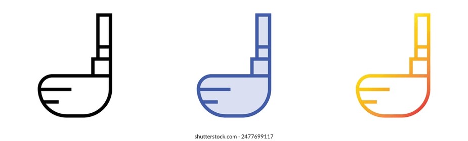 golf stick icon. Linear, Blue Fill and Gradient Style Design Isolated On White Background