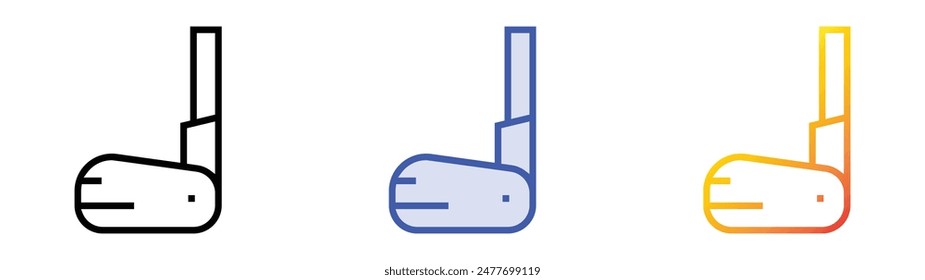 golf stick icon. Linear, Blue Fill and Gradient Style Design Isolated On White Background