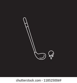 Golf stick icon. Outline illustration of Golf stick vector icon for web and advertising isolated on black background. Element of culture and traditions