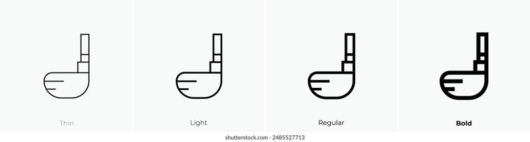 Golf-Stick-Symbol. Dünnes, leichtes Regular- und Bold-Design isoliert auf weißem Hintergrund