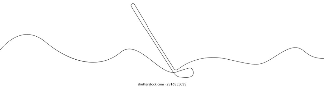 Golf stick line continuous drawing vector. One line Golf stick icon vector background. Golf club icon. Continuous outline of a Golf club.