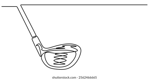 Golf stick line continuous drawing vector. One line Golf stick icon vector background. club icon. Continuous outline of a single, Golf putter continuous one line drawing. pro vector illustration black