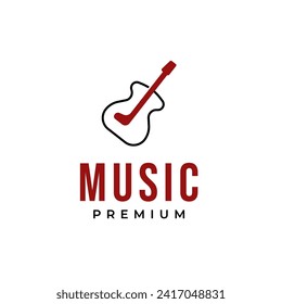 Golf Stick with Music Song Guitar Logo Design Concept Vector Illustration Symbol Icon