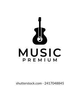 Golf Stick with Music Song Guitar Logo Design Concept Vector Illustration Symbol Icon