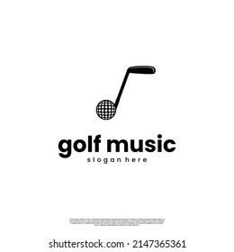 golf stick with music tone logo design concept