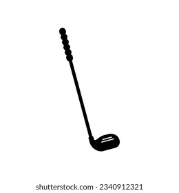 Golf stick or putter in black fill silhouette icon vector illustration. Editable and stylish graphics resources for many purposes.
