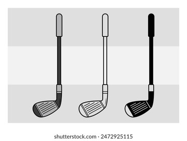 Golfschläger, Golfschläger-Silhouette, Umriss, Clipart-Vektorgrafik, Golfschläger-Vektorgrafik, Sport, Spiel, 