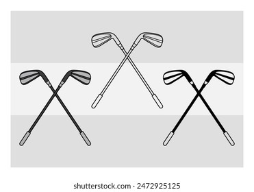 Golfschläger, Golfschläger-Silhouette, Umriss, Clipart-Vektorgrafik, Golfschläger-Vektorgrafik, Sport, Spiel, 