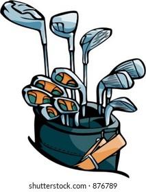 Golf sticks with a bag. Pantone Colors. Very clean vectors.