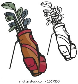 Golf Sticks With A Bag. Vector Illustration