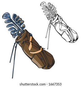 Golf sticks with a bag. Vector illustration