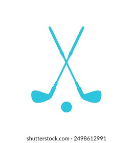 Golf sticks and ball  icon. Isolated on white background. From blue icon set.