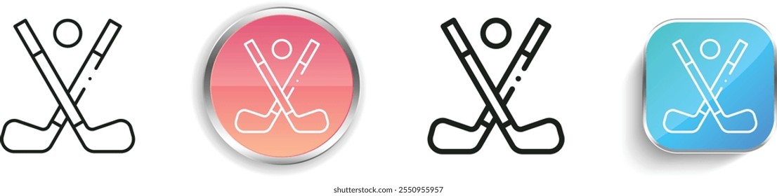 Icono de palos de golf. Diseño de estilo lineal delgado, regular y de Botón aislado sobre fondo blanco