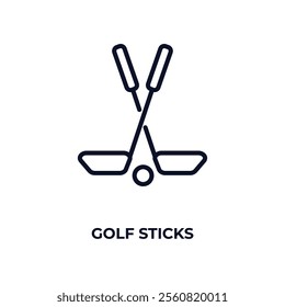 golf sticks outline icon. Linear vector from business concept. Thin line golf sticks icon isolated on white background