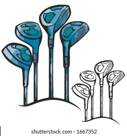 Golf sticks. Vector illustration