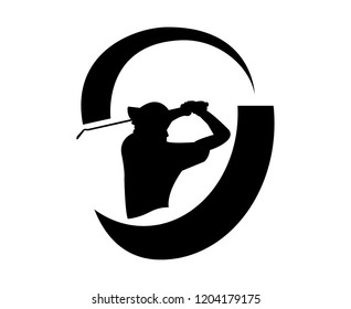 Golf strike logo, isolated on white
