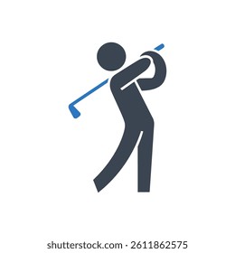 Golf Swing Action Icon On White Background