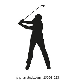 Golf swing. Isolated vector silhouette