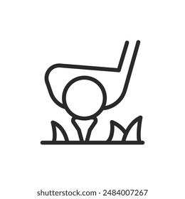 Golf swing, linear style icon. golfing and sports action. Editable stroke width