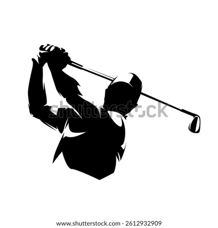 Golf swing logo, high contrast illustration. Isolated vector silhouette