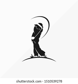 Golf swing silhouette vector illustration logo