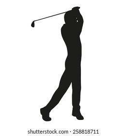 Golf swing. Vector golfer silhouette