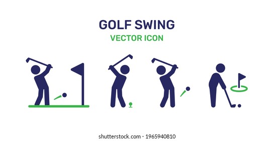 Golf swing vector icon illustration.