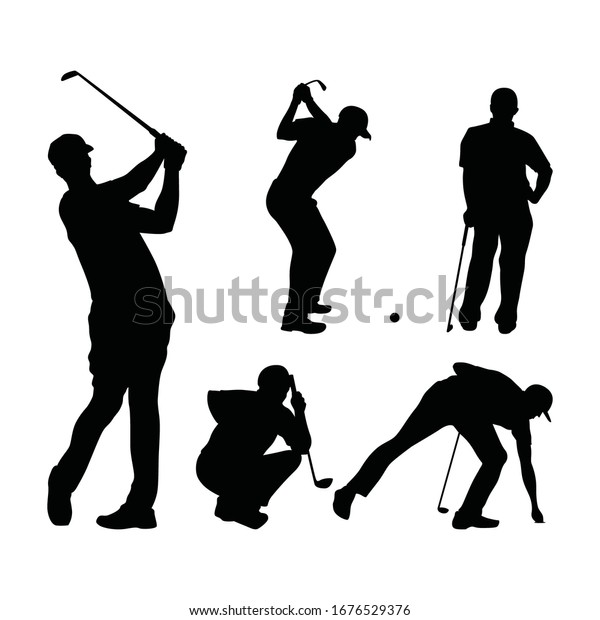 Golf Swings Collection Silhouette On White Stock Vector (Royalty Free ...