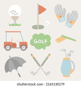 Golf Symbol Illustration Elements Vector Set.