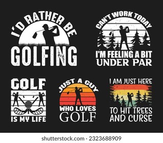 Golf T shirt Design Bundle, Vector Golf T shirt  design, Golfing shirt,  Golf vintage T shirt design Collection