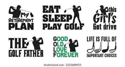 Golf T shirt Design Bundle, Vector Golf T shirt  design, Golfing shirt,  Golf typography T shirt design Collection