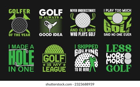 Golf T shirt Design Bundle, Vector Golf T shirt  design, Golfing shirt,  Golf typography T shirt design Collection