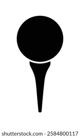 Golf tee and ball icon. Black golf tee and ball silhouette vector illustration isolated on white background