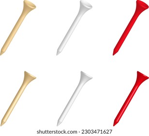 Golf tees isolated vector illustrations set.