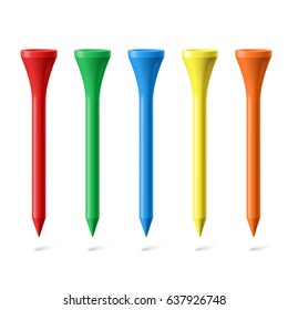 Golf Tees Set on White Background for Desgin