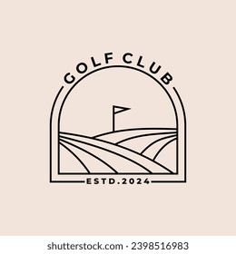 diseño simple del vector del diseño de la línea de la plantilla de golf