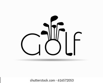 Golf text on white background with shadow. Vector illustration