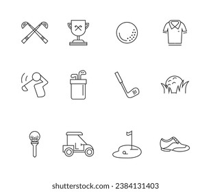 Golf Thin Line Icons - Editable Stroke stock illustration