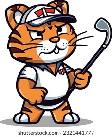 Golf tiger mascot vector illustration