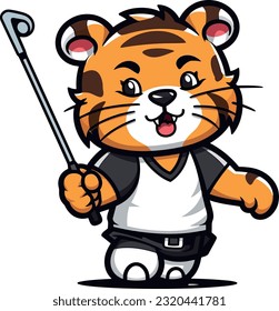 Golf tiger mascot vector illustration