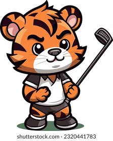 Ilustración del vector de mascota del tigre de golf