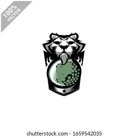 Logo-Design des Golf-Tigers-Teams. Skalierbare und bearbeitbare Vektorillustration.