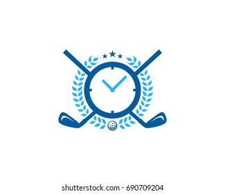 Golf Time Icon Logo Design Element