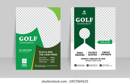 golf tournament championship flyer brochure cover leaflet design template, golf annual sports event vector illustrator.