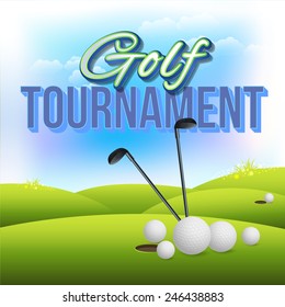 Golf Tournament Concept Flyer, Poster, Ad Design Vector Template