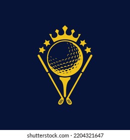 Golf Tournament Cup Ball Star Crown Champion Trophy Logo