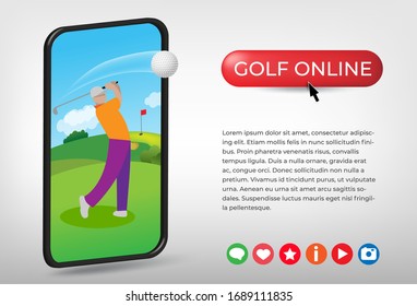 Golf tournament design template. Online translation. Video gaming, electronic sports and esports concept.