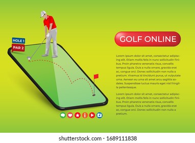 Golf tournament design template. Online translation. Video gaming, electronic sports and esports concept.